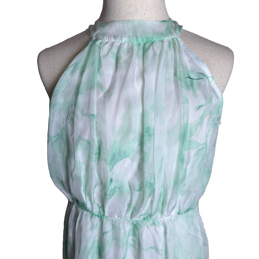 Cato Mint Green & White Floral Halter Neck Dress Sz L Easter Spring Knee Length - Picture 2 of 16